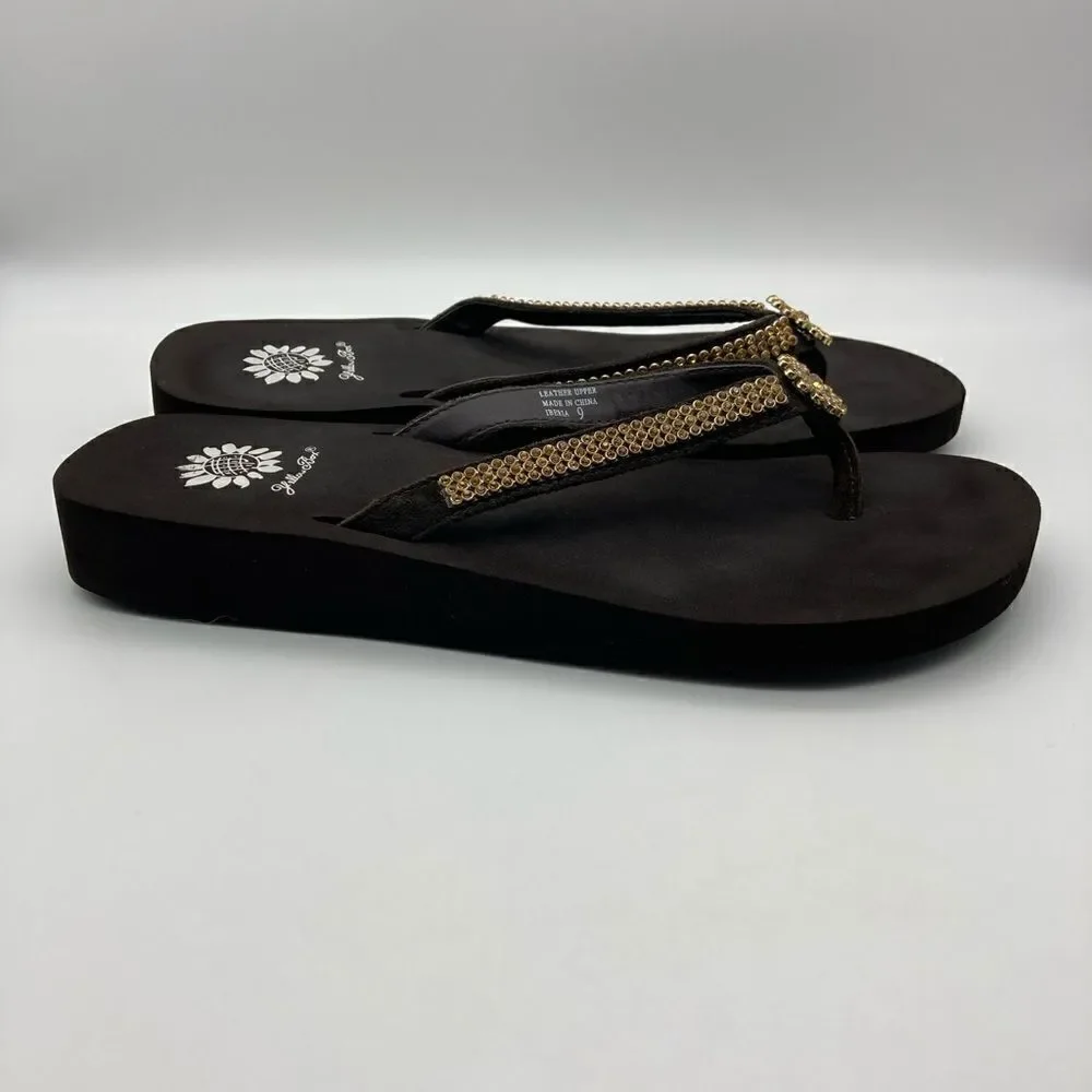 Yellow Box Iberia Leather Upper Brown Sandals Size 9 - Picture 2 of 11